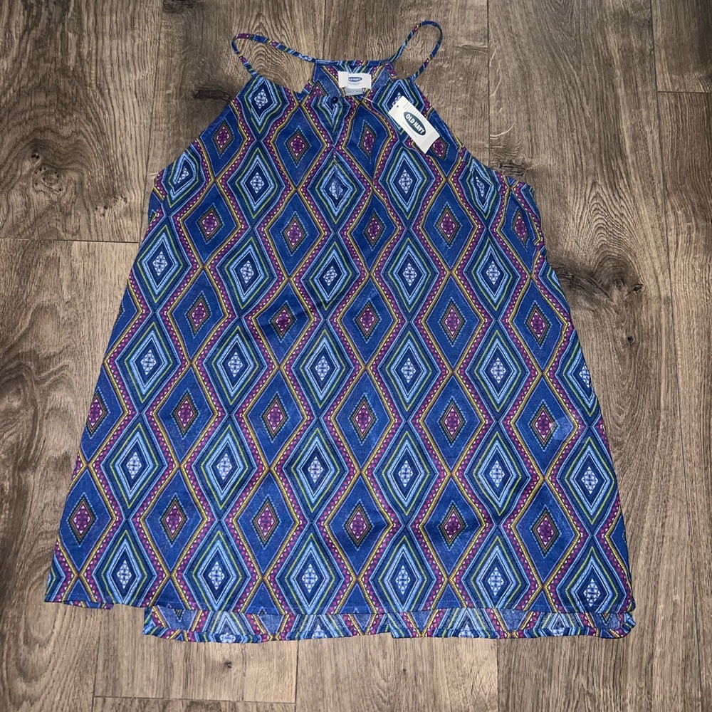 Old Navy Blue Geometric Pattern Tank Top